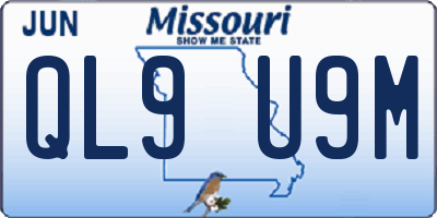 MO license plate QL9U9M