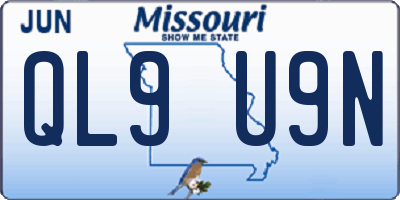 MO license plate QL9U9N