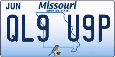 MO license plate QL9U9P