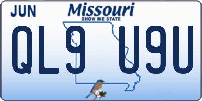 MO license plate QL9U9U