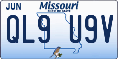 MO license plate QL9U9V