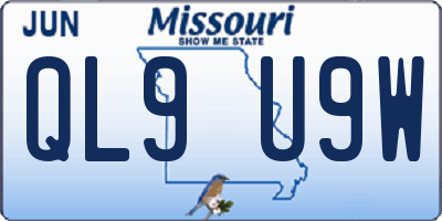 MO license plate QL9U9W
