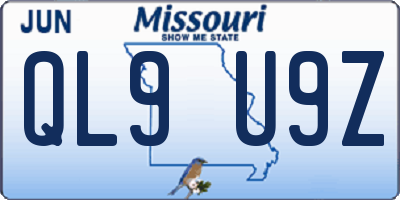 MO license plate QL9U9Z