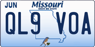 MO license plate QL9V0A