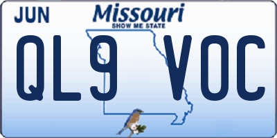 MO license plate QL9V0C