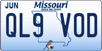 MO license plate QL9V0D