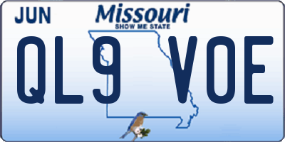 MO license plate QL9V0E