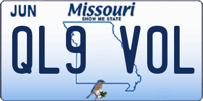 MO license plate QL9V0L