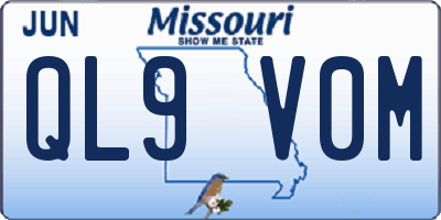 MO license plate QL9V0M