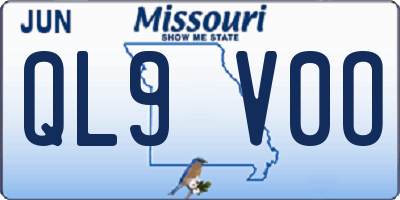 MO license plate QL9V0O