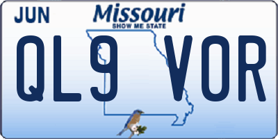 MO license plate QL9V0R