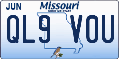 MO license plate QL9V0U