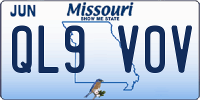 MO license plate QL9V0V