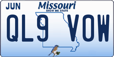 MO license plate QL9V0W