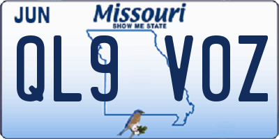 MO license plate QL9V0Z