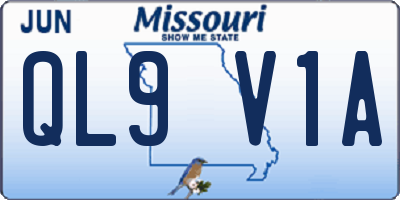 MO license plate QL9V1A