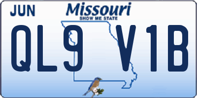 MO license plate QL9V1B