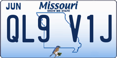 MO license plate QL9V1J