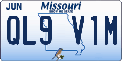 MO license plate QL9V1M