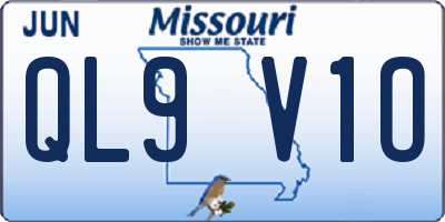 MO license plate QL9V1O