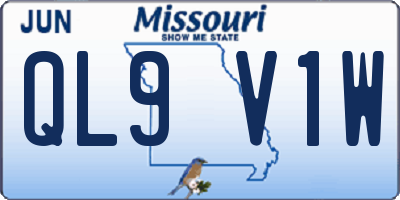 MO license plate QL9V1W