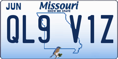 MO license plate QL9V1Z