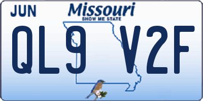MO license plate QL9V2F