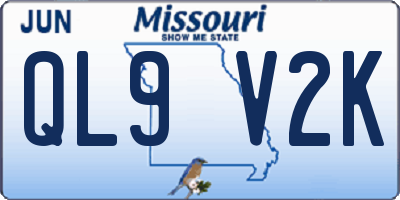 MO license plate QL9V2K