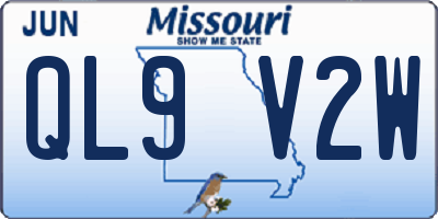 MO license plate QL9V2W