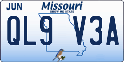 MO license plate QL9V3A