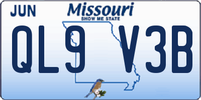 MO license plate QL9V3B