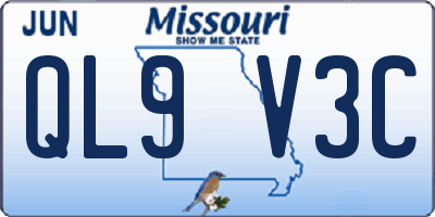 MO license plate QL9V3C