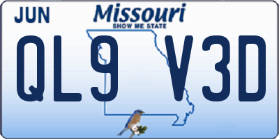 MO license plate QL9V3D