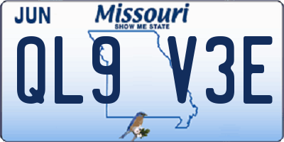 MO license plate QL9V3E