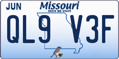 MO license plate QL9V3F
