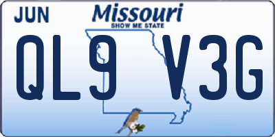 MO license plate QL9V3G