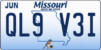 MO license plate QL9V3I