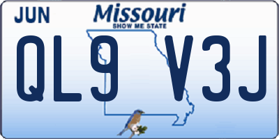 MO license plate QL9V3J
