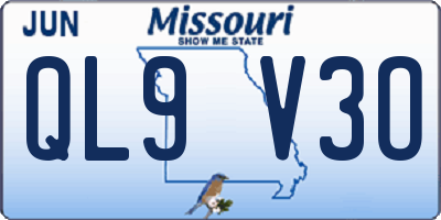 MO license plate QL9V3O
