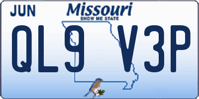MO license plate QL9V3P