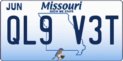 MO license plate QL9V3T