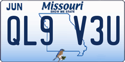 MO license plate QL9V3U
