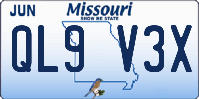 MO license plate QL9V3X