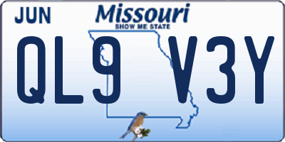 MO license plate QL9V3Y