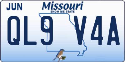 MO license plate QL9V4A