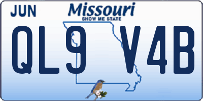 MO license plate QL9V4B
