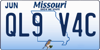 MO license plate QL9V4C