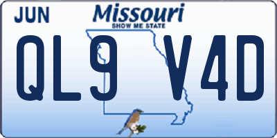MO license plate QL9V4D