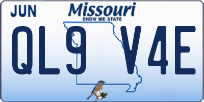 MO license plate QL9V4E