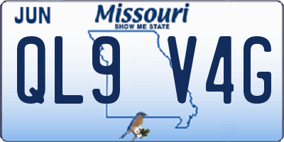 MO license plate QL9V4G